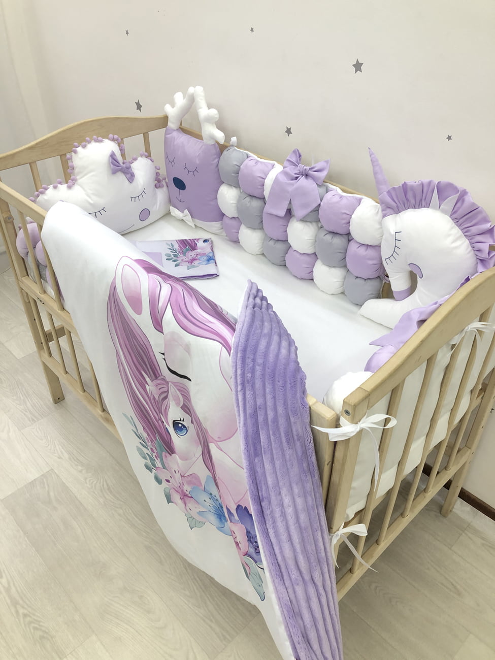Crib set "Purple Unicorn"