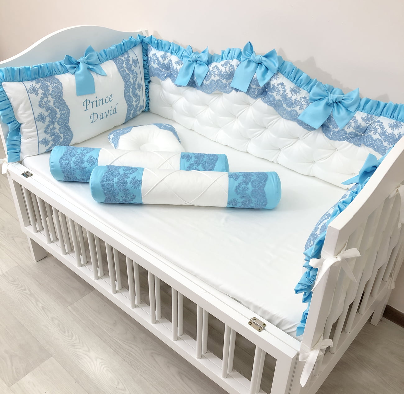 "Personalized luxury crib bumpers"