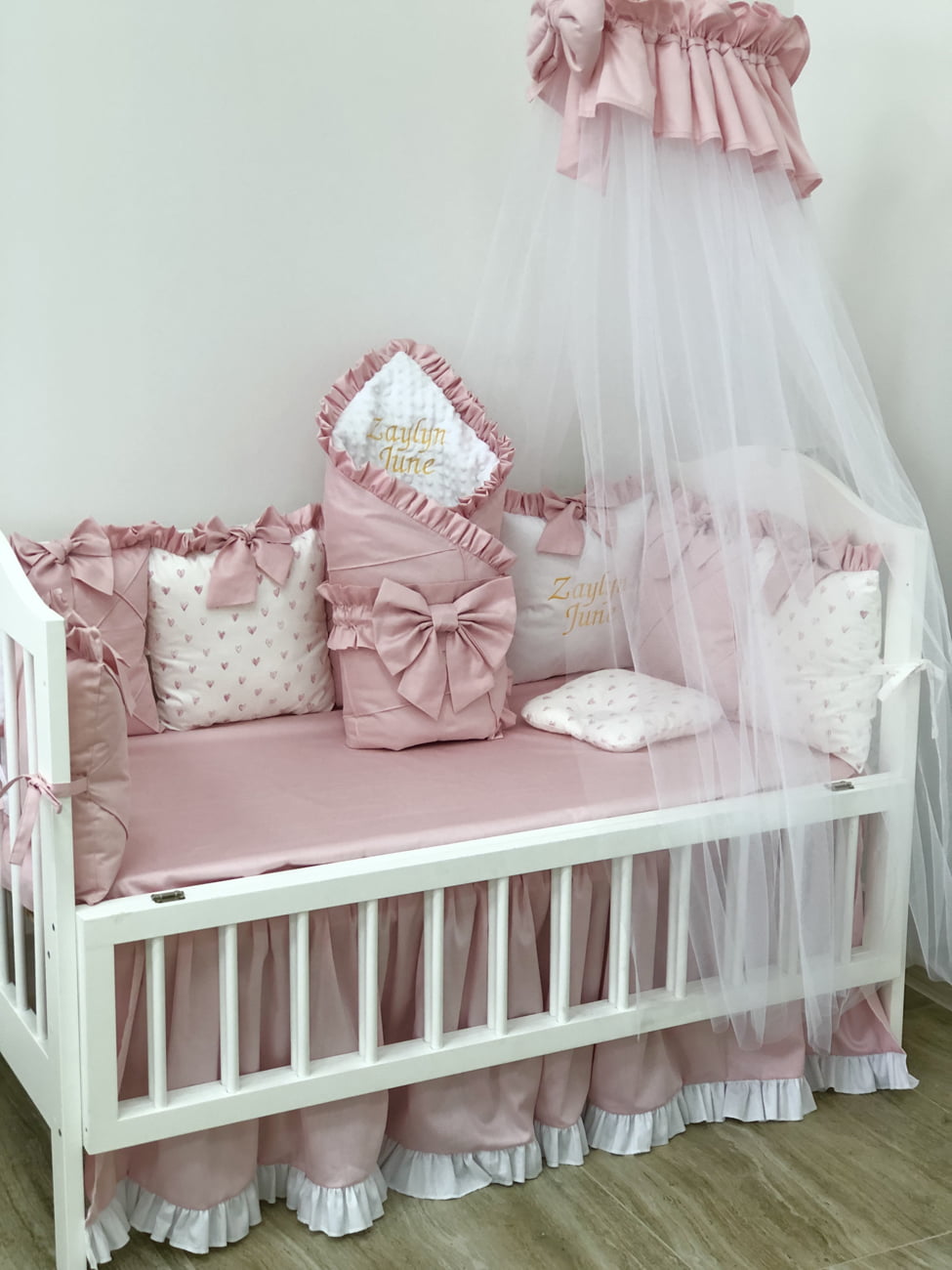 Crib set "Powdery pink "