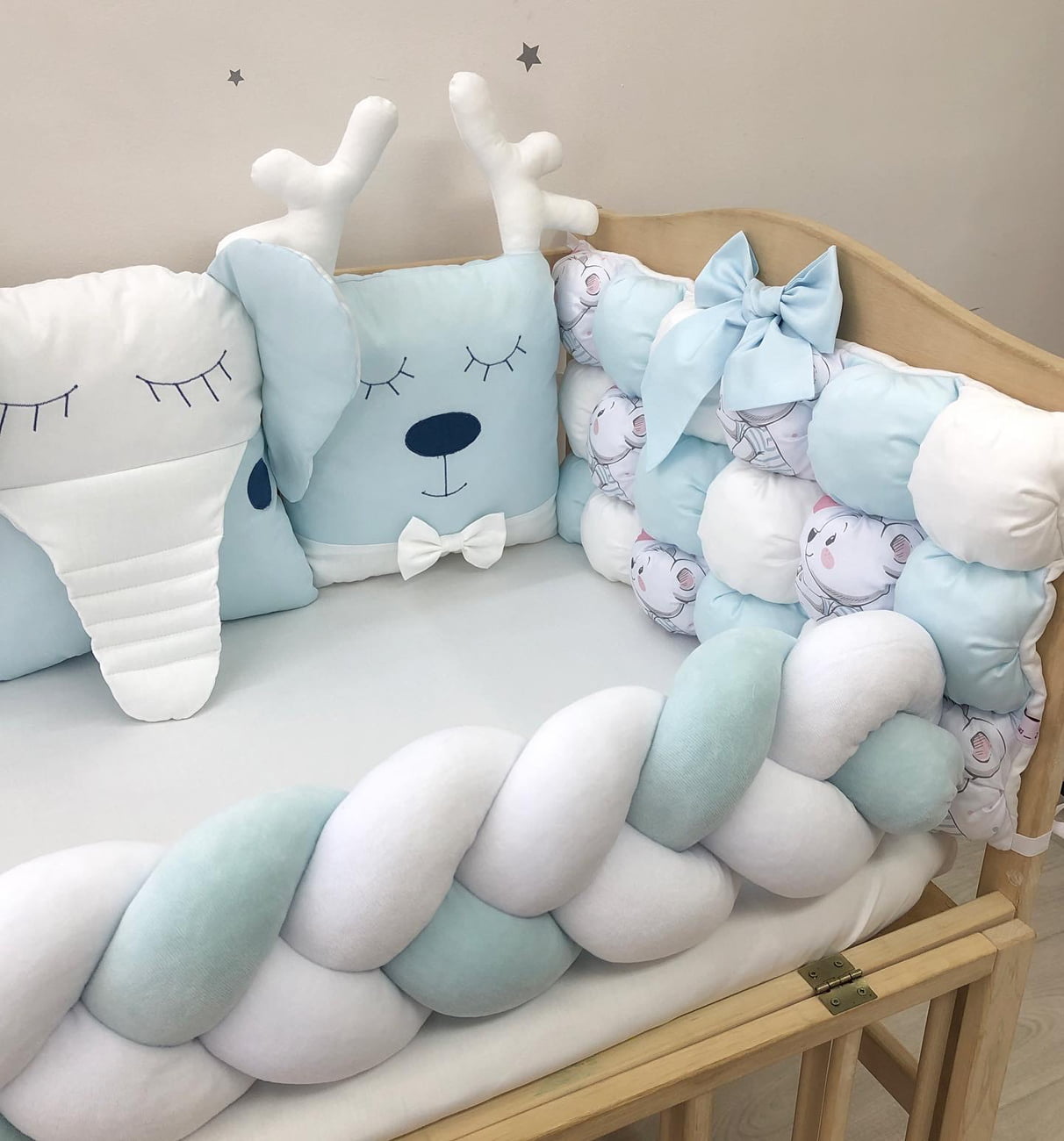 Crib set "Blue white baby bedding set "