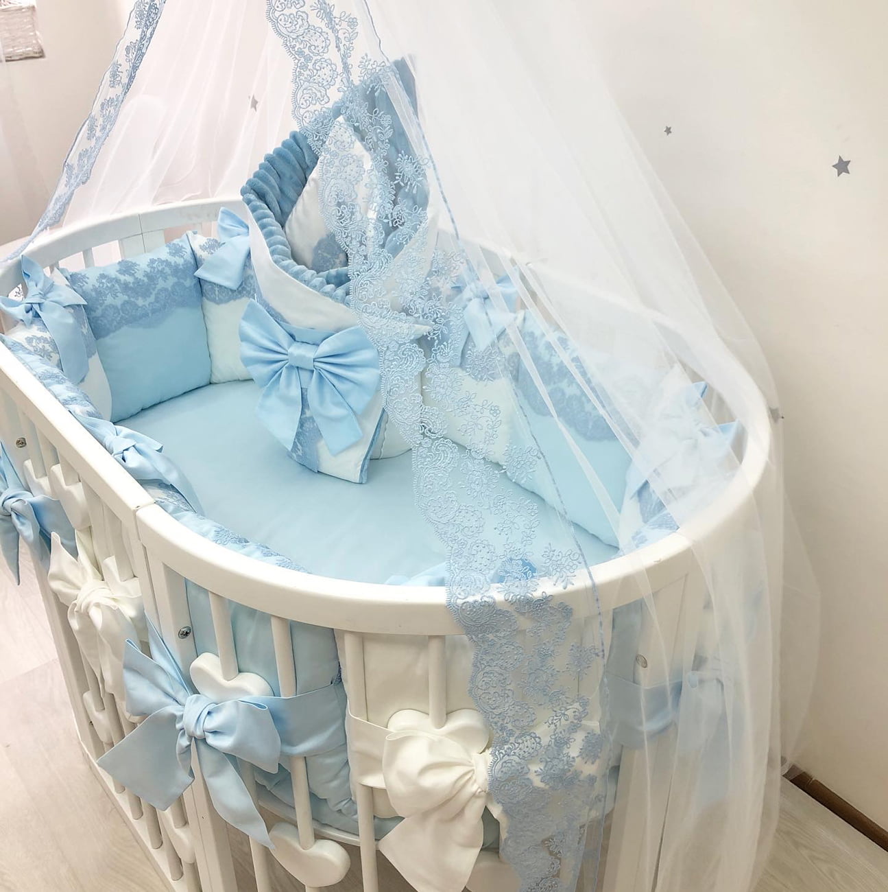 Crib set "Sky-Blue Royal luxury baby bedding"