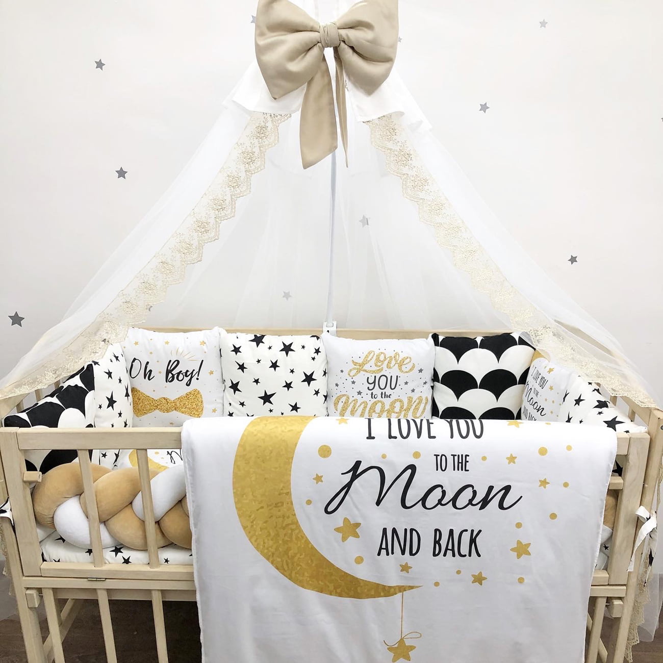 Crib set "Moon celestial with stars "