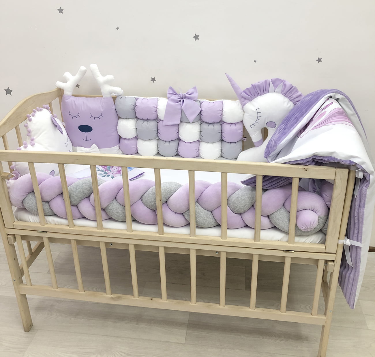 Crib set "Purple Unicorn"
