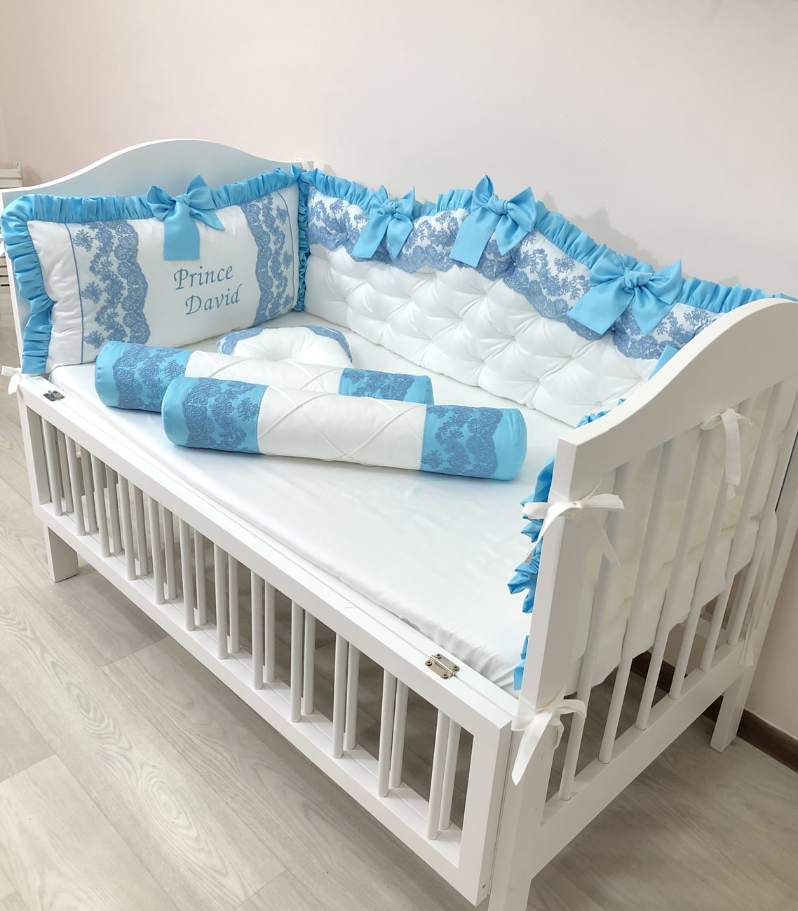 "Personalized luxury crib bumpers"