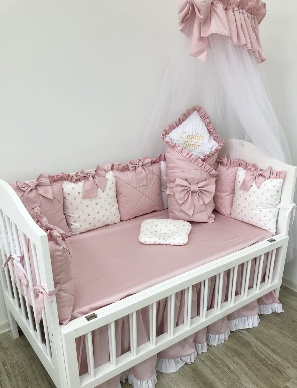 Crib set "Powdery pink "