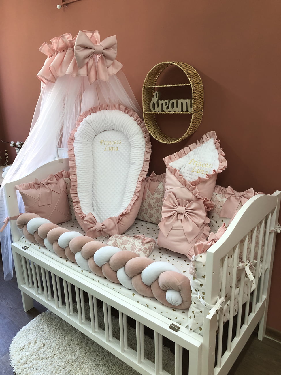 Crib set "Luxury pink princess"
