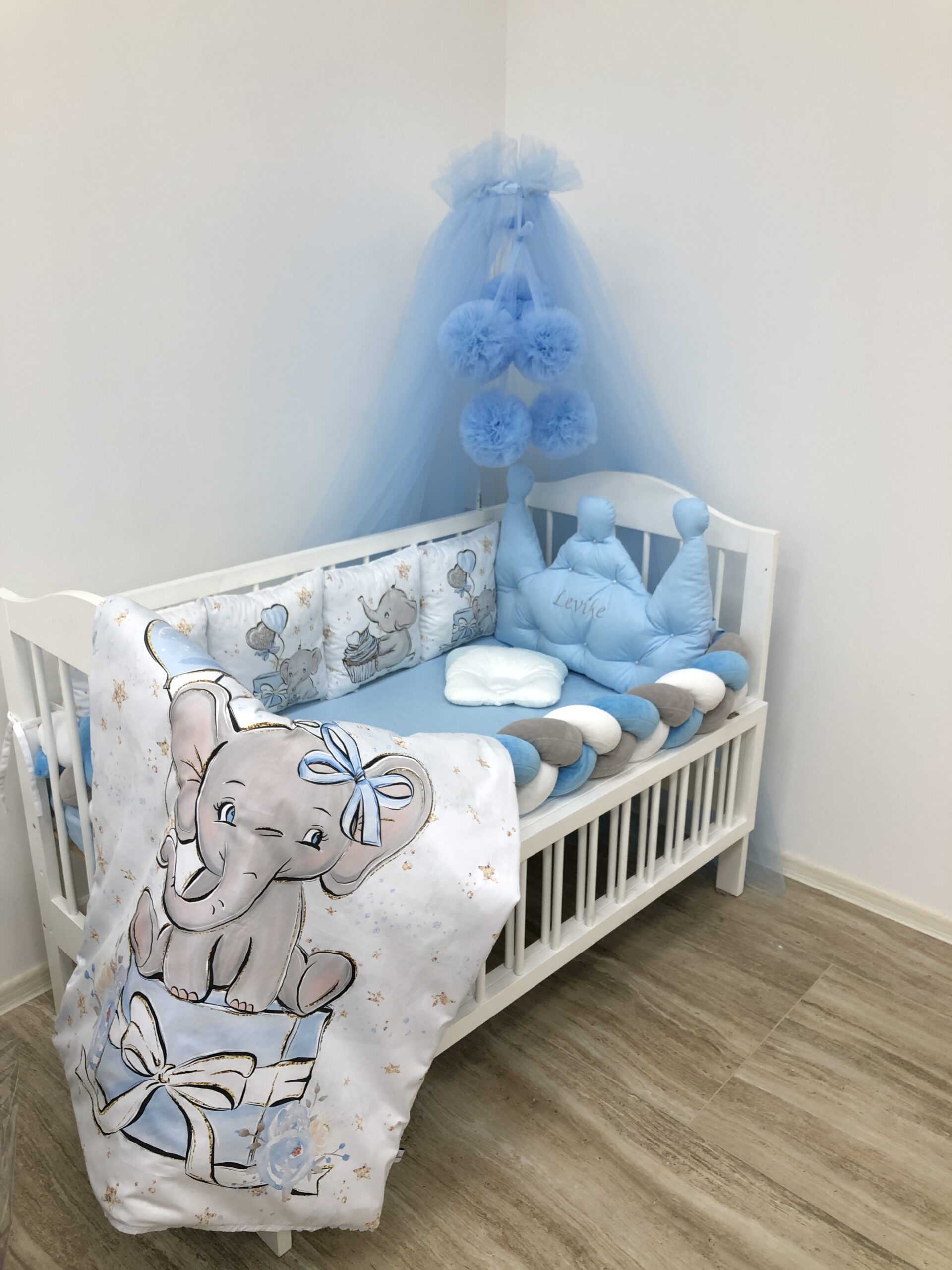 Crib set "Blue Elephant"