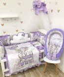 Baby girl Luxury crib Bedding set "Purple Elephant"